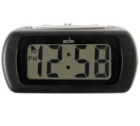 Large Black LCD Alarm Clock, Digital Bedside Timepiece, Big Display, Desk, Table