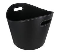 Large Black leather Firewood Storage Basket Log Kindling Holder Bin Fireplace