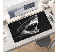 Large Black Shark Head Desk Mat 24x12 Inch Waterproof Non-Slip Rubber Desk Pad for Office Home Gaming Remote Work Foldable Portable Mousepad for Keyboard Laptop Desktop Accessories