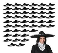 Large Black Sombrero - Mexican Fancy Dress Accesssory With Silver Edging Mariarchi Hats Bulk Hen Night Stag Party - Pack Of 12