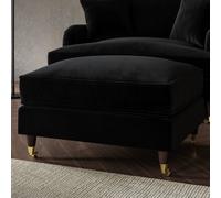 Large Black Velvet Footstool - Payton