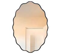 Large Black Wall Mirror for Bathroom, 31 x 23 cm - Irregular Gold-Finished Metal Frame - Stylish Makeup & Shaving Mirror for Interior Décor