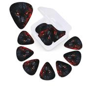 Large Black Wolf with Red Eyes, 12pcs Guitar Picks with Custom Organizer Storage Box, Guitar Accessories, Ukulele for Acoustic Guitar, Bass, St. Day Gift