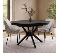 Large Black Wooden Extendable Round to Oval Dining Table - Seats 4-6 - Karie