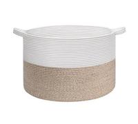 Large Blanket 21.7" X 13.8" Woven Cotton Rope Laundry Basket, Cotton Rope Laundry Basket For Organizing Pillows