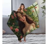 Large Blanket A Woman In A Green Dress With Roses In Her Hair Flannel Blanket Soft Blanket Blankets Queen Size(150x200cm)