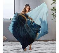 Large Blanket Lion In The City Skyline Flannel Blanket Soft Blanket Blankets Queen Size(150x200cm)