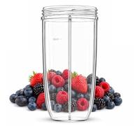 Large Blender Cup Mug Jar Compatible for NutriBullet 600W 900W Clear Plastic 32oz 1000ml Replacement Smoothie Cup PSA484 Juicing Protein Shake Mixing Container