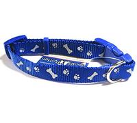 Large Blue Ancol Reflective Paw and Bone Dog Collar 693740