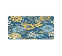 Large Blue and Yellow Flowers Mouse Pad Waterproof Keyboard Mat Rubber Desk Pad Protector Computer Game Mouse Mat Multifunctional Non-Slip Mousepad for Work Game Office 23.6" X 11.8"