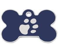Large Blue Bone TAG with Silver PAW Print Design. Engraved Dog/Pet ID Name Tag. Pet Fashion. Please EMAIL US with Engraving Details When Placing Your Order