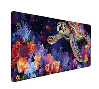 Large Blue Mouse Mat 800 X 300 X 3 MM, Waterproof Gaming Mouse Pad Sea Turtles Desk Mat with Anti-Slip Rubber Base and Stitched Edges Mousepad Office Accessories for PC, Laptop, Home Office -ly2505BI