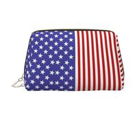 Large Blue & Red US Flag Printed Cosmetic Bag Portable Cosmetic Storage Bag Suitable for Travel and Business Trips
