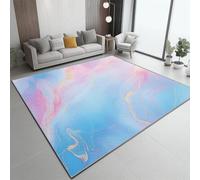 Large Blue Rugs Living Room 100x150 cm - Dream Marble Texture Printed Area Rugs for Bedroom, Soft Non Slip Washable Modern Sofa Floor Carpets For Lounge Dining Room