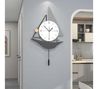 Large Boat Design Pendulum Wall Clocks - Silent Black Modern Decorative Style Wall Clock for Indoor, Non Ticking - 16inch