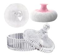 Large Body Powder Puff - 10.2 * 12cm Reusable Velour Face Body Glitter | Crystal Glass Dust Soft PUFFSs | Glass Box Applicator | For Women Face Beauty Setting Wet Dry Makeup Travel Valentine's Day