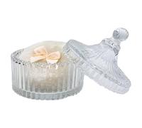 Large Body Powder Puff Clear Glass Cosmetic Container Decorative Multipurpose Storage Powder Puff