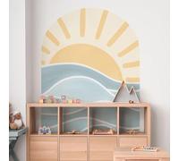 Large Boho Half Sun Wall Decals Peel and Stick, Modern Tall Arch Wall Stickers Removable, Sunshine Wall Arch Art Decor Wall DIY Art Murals for Bedroom Living Room