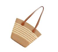Large Boho Straw Purse Smooth Zipper Shoulder Bag Casual Woven Handbags