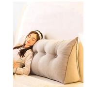Large Bolster Headboard Pillow Bed Rest Reading Triangular Wedge Pillow Soft Velvet Fabric Backrest Positioning Support Pillow for daybed Couch Upholstered,Beige,Queen/150cm