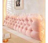 Large Bolster Headboard Pillow with Fixing Ties - Positioning Support Bed Rest Long Reading Pillow with Removable Cover Backrest Cushion for Bed Couch Sofa Daybed Dorm Adult (50 * 150cm,Pink)