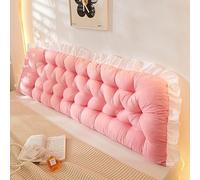 Large Bolster Headboard Pillow with Fixing Ties - Positioning Support Bed Rest Long Reading Pillow with Removable Cover Backrest Cushion for Bed Couch Sofa Daybed Dorm Adult (50 * 150cm,Dark Pink)