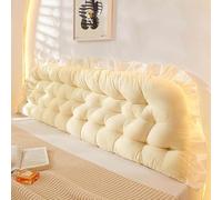 Large Bolster Headboard Pillow with Fixing Ties - Positioning Support Bed Rest Long Reading Pillow with Removable Cover Backrest Cushion for Bed Couch Sofa Daybed Dorm Adult (50 * 200cm,Yellow)