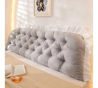 Large Bolster Headboard Pillow with Fixing Ties - Positioning Support Bed Rest Long Reading Pillow with Removable Cover Backrest Cushion for Bed Couch Sofa Daybed Dorm Adult (50 * 200cm,Grey)
