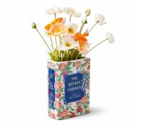 Large Book-Shaped Decorative Vase, Ceramic Book Vase for Flowers, Unique The Secret Garden Books Flower Vase, Modern Decorative Vases for Home, Office, Bookshelf, Unique Gift for Book Lovers