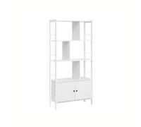 Large Bookcase with 4 Shelves, Maple White + Cloud White