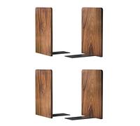 Large Bookend Hold Heavy Books- 7x4x5in 3 Pack Wood Bookends for Heavy Books Heavy Duty Walnut Book Ends for Men Wood Bookends for Office Desk Non-Skid