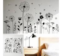 Large Botanical Window Stickers - Removable Flower Decals for Glass, DIY Nature-Inspired Wall Decor with Butterfly & Dandelion Design, Reusable PVC Clings for Home & Office (30x60cm)