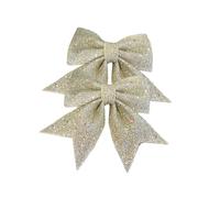 Large Bow Decoration, Pearl Cotton Gold Bow, 17 * 18cm Christmas Tree Pendant, Christmas Decorations (champagne)