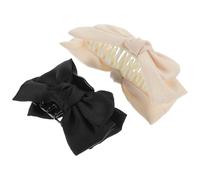 Large Bow Hair Claw Clips 2 Pcs Black White for Women | Fabric Plastic Build, Cute Decorative Simple Style, Light Weight, Easy to Use, Not Easy to Deform