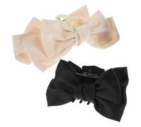 Large Bow Hair Claw Clips Cute Decorative Jaw Clip for Women, 2 Pcs | Fabric and Plastic Construction, Black or White Options, Keeps Hair Back while Washing Face or Cooking