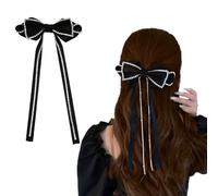 Large Bow Hair Clip Long Ribbon Hair Bows Rhinestone Tassel Hair Clip Barrette French Design Hair Styling Accessories for Women Girls