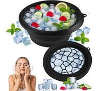 Large Bowl for Face Ice Bath, Foldable Facial Ice Bath with Built-in Icetray, Silicone Facial Ice Bath Bowl, Facial Cold Plunge Ice Face Bowl (Black)
