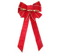 Large Bows for Wreath Christmas Velvet Plaid Burlap Bows Door Christmas Tree Topper Decor (Velvet-Red, 10.5 * 24in)