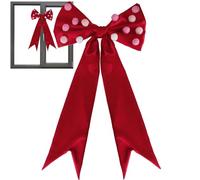 Large Bows Tree Topper - Large Red Romantic Decoration, Bows Decoration with Fluffy Balls, for Parents and Couples as well as for Living Room Wall Door Window Cabinet Party and