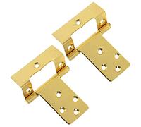 Large Brass Cranked 50mm / 2" Flush Hinges for Internal External Doors - Heavy Duty Crank Hinges for Cupboards, Cabinets, Dresser, Wardrobes - Pack of 2