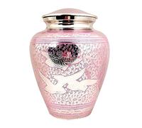 Large Brass Cremation Urn for Human Ashes - Adult Funeral Memorial Keepsake, Handcrafted Flying Birds Design, 200 Cu Inch Capacity, Holds 90 kg / 14 Stone