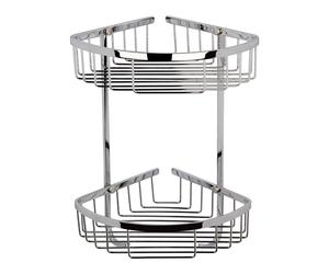 Large Brass Heavy Duty Corner Two-Tier Polished Chrome Shower Basket Bathroom