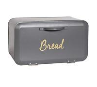 Large Bread Bin Kitchen Loaf Storage Box Front Opening Grey by Crystals®