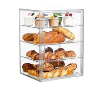 Large Bread Box for Kitchen Countertop - 3/4-Tier Large Transparent Adjustable Container | Clear Countertop Pastry Display Case For Homemade Loaves Bagels Donuts Muffins & Kitchen Food Storage