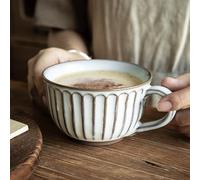 Large Breakfast Cup, Coffee Cup Mug Ceramic 400ml Soup Bowls with Handle, Breakfast Bowl, Cereal, Soup, Porridge, Salad, (400ml White)