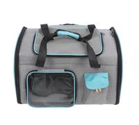 Large Breathable Mesh Pet Carrier Backpack, Portable Cat Carrier & Dog Carrier, Spacious Oxford Cloth Carrier with Dual Shoulder Straps and Baseboard for Outdoors (Grey and Blue)