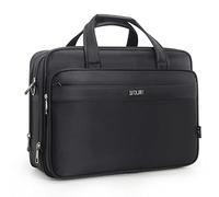 Large Briefcases For Men Canvas Tote Bag Laptop Case Computer Bag Business Work Bag Office, Black, Large Size (17.3” Laptop Briefcase)