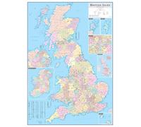 Large British Isles Administrative Map UK Postcodes - 84.1 x 118.9 cm