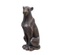 Large Bronze Leopard Ornament 13x39x16cm Resin Distressed Sitting Big Cat Sculpture Statue