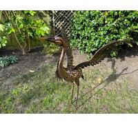 Large Bronze with gold brush Heron Dimensions are 79 x 60 x 107cm. | Garden Statue | Bird Yard Art | Outdoor Decor